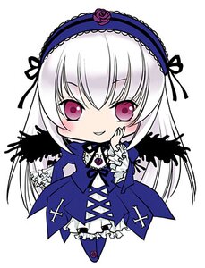 Rating: Safe Score: 0 Tags: 1girl black_wings blush chibi dress flower frills full_body hairband image juliet_sleeves long_hair long_sleeves looking_at_viewer pink_eyes puffy_sleeves rose simple_background smile solo suigintou white_background wings User: admin