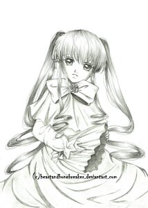 Rating: Safe Score: 0 Tags: 1girl auto_tagged capelet dress drill_hair greyscale image long_hair long_sleeves looking_at_viewer monochrome shinku solo standing striped twintails very_long_hair User: admin