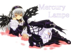 Rating: Safe Score: 0 Tags: 1girl black_wings detached_collar dress frilled_sleeves frills full_body hairband image long_hair long_sleeves looking_at_viewer lying pink_eyes ribbon silver_hair solo suigintou wings User: admin