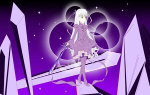 Rating: Safe Score: 0 Tags: 1girl barasuishou dress full_body image long_hair long_sleeves purple_dress solo sparkle standing striped very_long_hair white_hair yellow_eyes User: admin