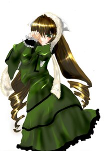 Rating: Safe Score: 0 Tags: 1girl auto_tagged blush brown_hair dress drill_hair frills green_dress green_eyes image long_hair long_sleeves looking_at_viewer simple_background solo suiseiseki twin_drills very_long_hair white_background User: admin
