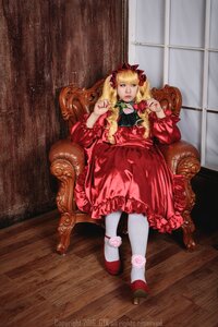 Rating: Safe Score: 0 Tags: 1girl artist_name blonde_hair blue_eyes bow chair couch dress flower frills full_body lolita_fashion long_hair looking_at_viewer mary_janes pantyhose red_dress rose shinku shoes sitting solo white_legwear User: admin