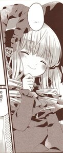 Rating: Safe Score: 0 Tags: 1girl bangs blush bonnet bow closed_eyes closed_mouth dress eyebrows_visible_through_hair flower hat image long_hair long_sleeves monochrome rose shinku smile solo User: admin