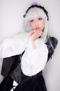 Rating: Safe Score: 0 Tags: 1girl bangs grey_background hairband lips long_hair long_sleeves looking_at_viewer own_hands_together red_eyes shirt skirt solo suigintou User: admin
