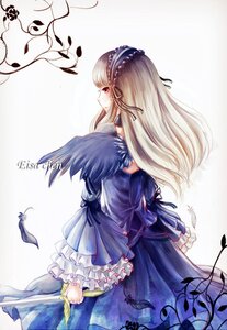 Rating: Safe Score: 0 Tags: 1girl auto_tagged detached_collar dress feathers frilled_sleeves frills hairband image lolita_hairband long_hair long_sleeves red_eyes ribbon silver_hair solo suigintou wings User: admin