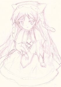 Rating: Safe Score: 0 Tags: 1girl akemi_homura animal_ears dress image kaname_madoka long_hair monochrome ribbon sketch solo suiseiseki User: admin