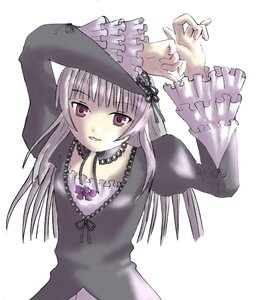 Rating: Safe Score: 0 Tags: 1girl :p black_dress detached_collar dress frilled_sleeves frills image long_hair long_sleeves looking_at_viewer silver_hair simple_background solo suigintou tongue tongue_out upper_body white_background wings User: admin