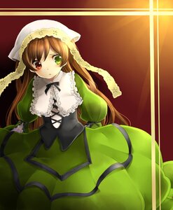 Rating: Safe Score: 0 Tags: 1girl brown_hair dress frills green_dress green_eyes heterochromia image long_hair long_sleeves looking_at_viewer red_eyes solo suiseiseki very_long_hair User: admin