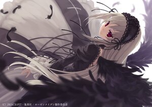 Rating: Safe Score: 0 Tags: 1girl bangs black_dress black_feathers black_ribbon black_wings blurry closed_mouth commentary_request depth_of_field dress feathered_wings feathers flower frills gothic_lolita hairband highres image juliet_sleeves lolita_fashion lolita_hairband long_hair long_sleeves looking_at_viewer photoshop_(medium) puffy_sleeves red_eyes ribbon rozen_maiden silver_hair smile solo suigintou sumaki_shungo very_long_hair wind wings User: admin