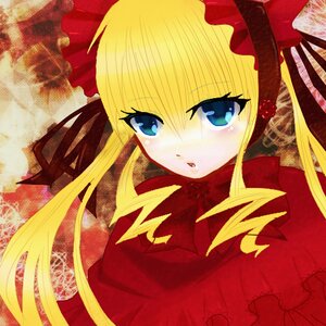 Rating: Safe Score: 0 Tags: 1girl blonde_hair blue_eyes bonnet bow dress flower frills image long_hair long_sleeves looking_at_viewer shinku sidelocks solo twintails upper_body User: admin