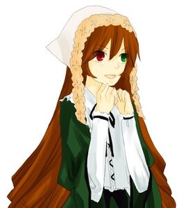Rating: Safe Score: 0 Tags: 1girl :d brown_hair dress frills green_dress green_eyes head_scarf heterochromia image long_hair long_sleeves looking_at_viewer open_mouth red_eyes simple_background smile solo suiseiseki tongue tongue_out twintails very_long_hair white_background User: admin
