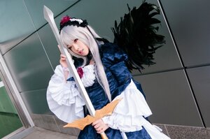 Rating: Safe Score: 0 Tags: 1girl dress flower frills hairband lips lolita_fashion long_hair long_sleeves red_eyes rose solo suigintou sword weapon white_hair User: admin