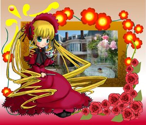 Rating: Safe Score: 0 Tags: 1girl blonde_hair blue_eyes bonnet bow cup dress flower frills image long_hair long_sleeves looking_at_viewer pink_rose red_dress red_flower red_rose rose shinku sitting solo tea teacup twintails very_long_hair User: admin