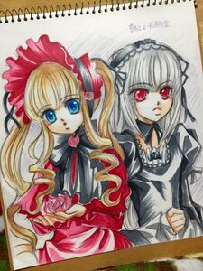 Rating: Safe Score: 0 Tags: 2girls blonde_hair blue_eyes bow dress flower frills image long_hair long_sleeves looking_at_viewer marker_(medium) multiple_girls pair photo red_dress red_eyes rose shikishi shinku silver_hair simple_background suigintou traditional_media twintails watercolor_(medium) User: admin