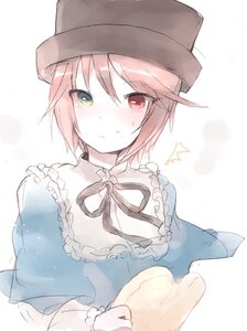 Rating: Safe Score: 0 Tags: 1girl blush capelet green_eyes hat heterochromia image long_sleeves pink_hair red_eyes ribbon short_hair solo souseiseki striped upper_body User: admin