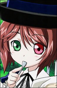 Rating: Safe Score: 0 Tags: 1girl black_border border eating eyebrows_visible_through_hair food green_eyes hat heterochromia image letterboxed long_sleeves looking_at_viewer neck_ribbon red_eyes red_hair ribbon short_hair solo souseiseki User: admin