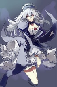 Rating: Safe Score: 0 Tags: 1girl choker dress expressionless flower frills hairband image lolita_hairband long_hair long_sleeves red_eyes rose silver_hair solo suigintou User: admin