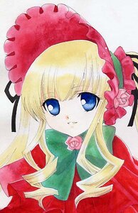 Rating: Safe Score: 0 Tags: 1girl blonde_hair blue_eyes bonnet bow bowtie drill_hair flower hat image long_hair long_sleeves looking_at_viewer marker_(medium) pink_flower pink_rose red_rose rose shinku sidelocks simple_background smile solo traditional_media upper_body white_background User: admin