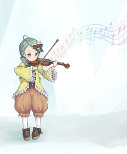 Rating: Safe Score: 0 Tags: 1girl ahoge bow_(instrument) full_body green_eyes green_hair hair_ornament holding_instrument image instrument kanaria long_sleeves music musical_note pants playing_instrument short_hair solo standing violin User: admin