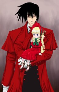 Rating: Safe Score: 0 Tags: 1boy 1girl alucard_(hellsing) ascot black_hair blonde_hair blue_eyes bonnet bow bowtie crossover doll dress drill_hair formal green_bow green_neckwear hellsing holding image long_hair long_sleeves looking_at_viewer pants red_dress rozen_maiden shinku shoes sidelocks sitting size_difference solo suit tousen twintails very_long_hair User: admin