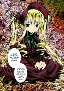 Rating: Safe Score: 0 Tags: 1girl blonde_hair blue_eyes bow bowtie dress green_bow image long_hair long_sleeves looking_at_viewer shinku solo very_long_hair User: admin