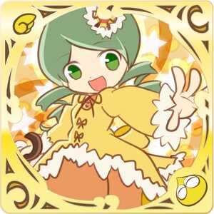 Rating: Safe Score: 0 Tags: 1girl card_(medium) card_parody character_name dress green_eyes green_hair image kanaria looking_at_viewer musical_note number open_mouth smile solo star_(symbol) yellow_dress User: admin