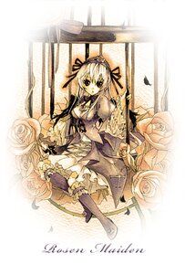 Rating: Safe Score: 0 Tags: 1girl dress flower frills hairband image lolita_fashion long_hair looking_at_viewer monochrome ribbon rose sitting solo suigintou traditional_media User: admin