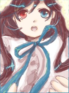 Rating: Safe Score: 0 Tags: 1girl blue_bow blue_eyes blue_neckwear blue_ribbon bow image looking_at_viewer open_mouth red_eyes ribbon short_hair sketch solo suiseiseki upper_body User: admin