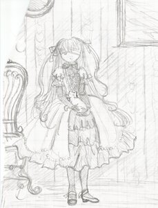 Rating: Safe Score: 0 Tags: 1girl barasuishou dress frills full_body greyscale hatsune_miku image long_hair looking_at_viewer monochrome shoes sketch solo standing twintails very_long_hair User: admin