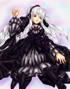 Rating: Safe Score: 0 Tags: 1girl black_dress boots dress flower frills gothic_lolita hairband image knee_boots lolita_fashion long_hair long_sleeves looking_at_viewer pink_eyes purple_eyes silver_hair solo suigintou very_long_hair User: admin