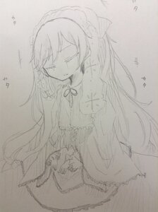 Rating: Safe Score: 0 Tags: 1girl closed_eyes dress eighth_note frills image long_hair monochrome musical_note sketch solo suiseiseki traditional_media very_long_hair User: admin
