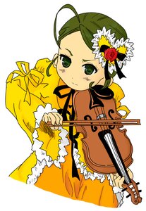 Rating: Safe Score: 0 Tags: 1girl acoustic_guitar ahoge bow_(instrument) dress eighth_note electric_guitar flower frills green_eyes green_hair guitar holding_instrument image instrument kanaria long_sleeves music musical_note playing_instrument ribbon rose solo violin User: admin