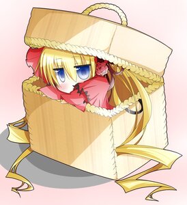 Rating: Safe Score: 0 Tags: 1girl blonde_hair blue_eyes blush bonnet bow chibi flower food image in_container long_hair pink_flower pink_rose red_flower red_rose rose shinku solo striped_background very_long_hair User: admin