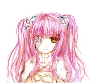 Rating: Safe Score: 0 Tags: 1girl dress flower hair_flower hair_ornament image kirakishou long_hair looking_at_viewer pink_hair simple_background solo two_side_up white_background white_flower yellow_eyes User: admin