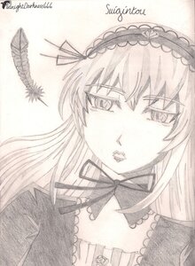 Rating: Safe Score: 0 Tags: 1girl auto_tagged choker graphite_(medium) hairband image long_hair looking_at_viewer monochrome ribbon solo suigintou traditional_media User: admin