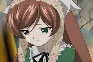 Rating: Safe Score: 0 Tags: 1girl brown_hair closed_mouth dress frills green_eyes head_scarf heterochromia image long_hair red_eyes ribbon solo suiseiseki User: admin