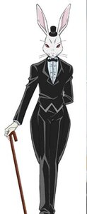 Rating: Safe Score: 0 Tags: animal_ears cane formal full_body gloves holding image laplace_no_ma long_sleeves looking_at_viewer shirt solo standing striped suit vertical_stripes vest User: admin