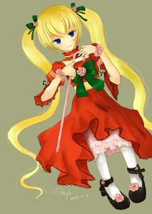 Rating: Safe Score: 0 Tags: 1girl blonde_hair blue_eyes bow dress flower full_body green_bow image long_hair pantyhose red_dress ribbon rose shinku simple_background solo twintails very_long_hair white_legwear User: admin