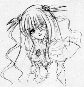 Rating: Safe Score: 0 Tags: 1girl barasuishou dress flower greyscale hair_flower hair_ornament image long_hair long_sleeves looking_at_viewer monochrome rose simple_background smile solo upper_body User: admin