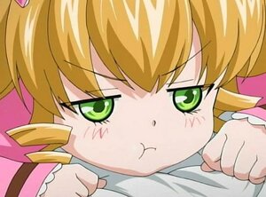 Rating: Safe Score: 0 Tags: 1girl :t angry blonde_hair clenched_hand clenched_hands eyebrows_visible_through_hair face green_eyes hinaichigo image long_hair looking_at_viewer lying pout solo User: admin