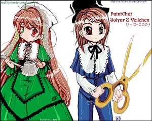 Rating: Safe Score: 0 Tags: brown_hair character_name dress green_dress green_eyes hat head_scarf heterochromia holding image long_hair long_sleeves looking_at_viewer multiple_girls pair red_eyes simple_background souseiseki suiseiseki twins very_long_hair white_background User: admin