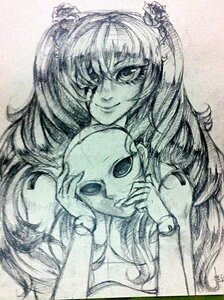 Rating: Safe Score: 0 Tags: 1girl hair_ornament image kirakishou long_hair looking_at_viewer monochrome sketch smile solo traditional_media User: admin