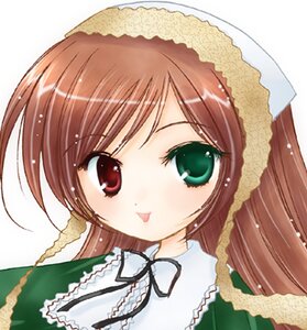 Rating: Safe Score: 0 Tags: 1girl artist_request bangs blush brown_hair dress frills green_dress green_eyes hat head_scarf heterochromia image long_hair long_sleeves looking_at_viewer lowres red_eyes ribbon rozen_maiden simple_background solo suiseiseki twintails upper_body white_background User: admin