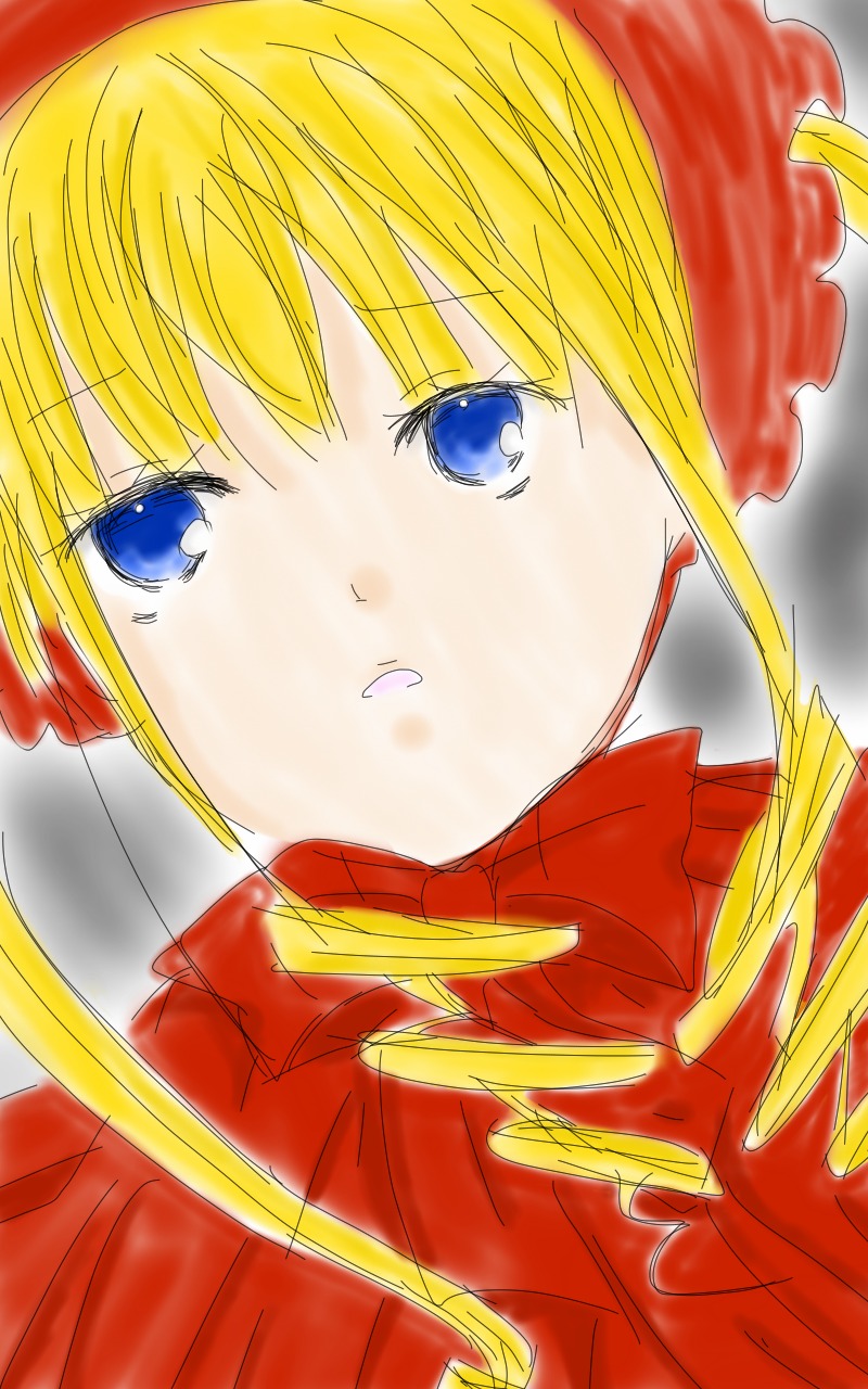 1girl bangs blonde_hair blue_eyes bow eyebrows_visible_through_hair flower image looking_at_viewer shinku solo