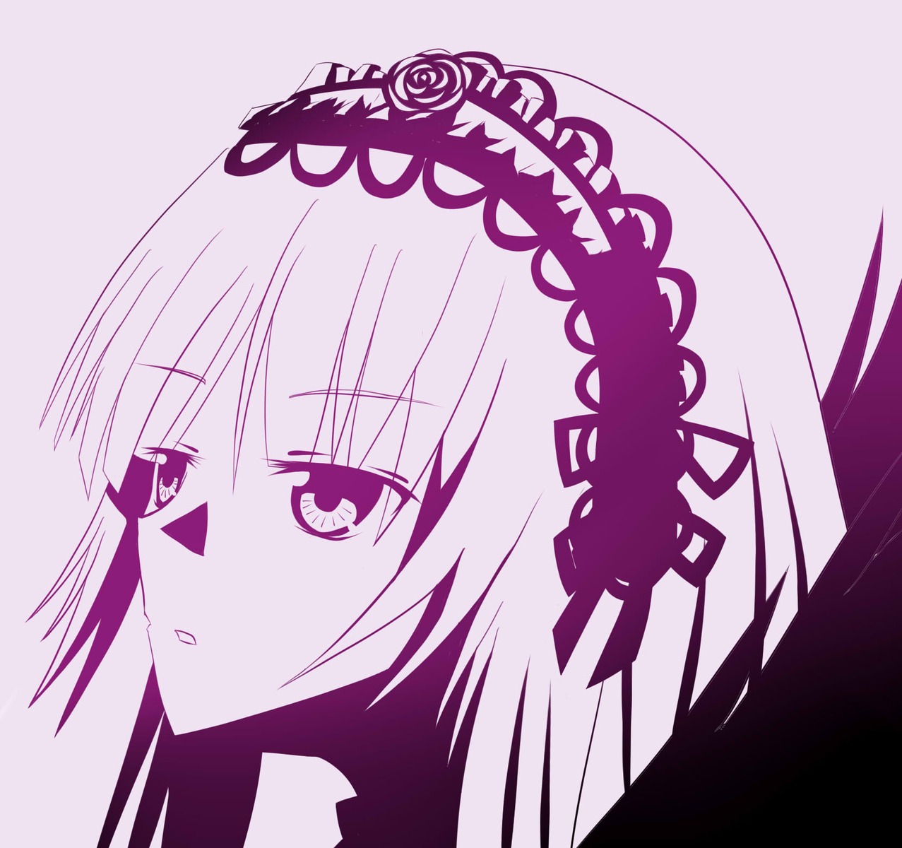 1girl bangs eyebrows_visible_through_hair image looking_at_viewer monochrome open_mouth simple_background solo suigintou