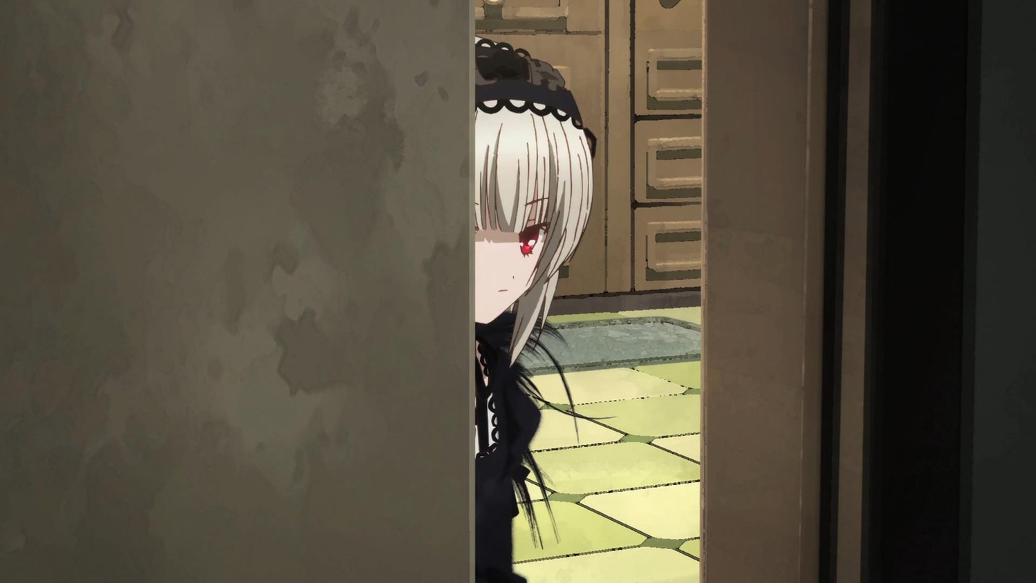 1girl bangs black_dress closed_mouth dress eyebrows_visible_through_hair frills hairband image lolita_fashion long_hair looking_at_viewer red_eyes solo suigintou