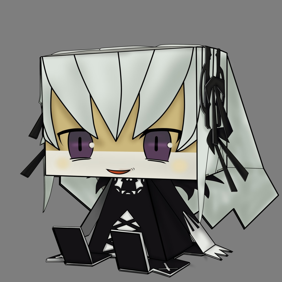 1girl auto_tagged black_bikini blush chibi cross image looking_at_viewer open_mouth purple_eyes smile solo suigintou transparent_background