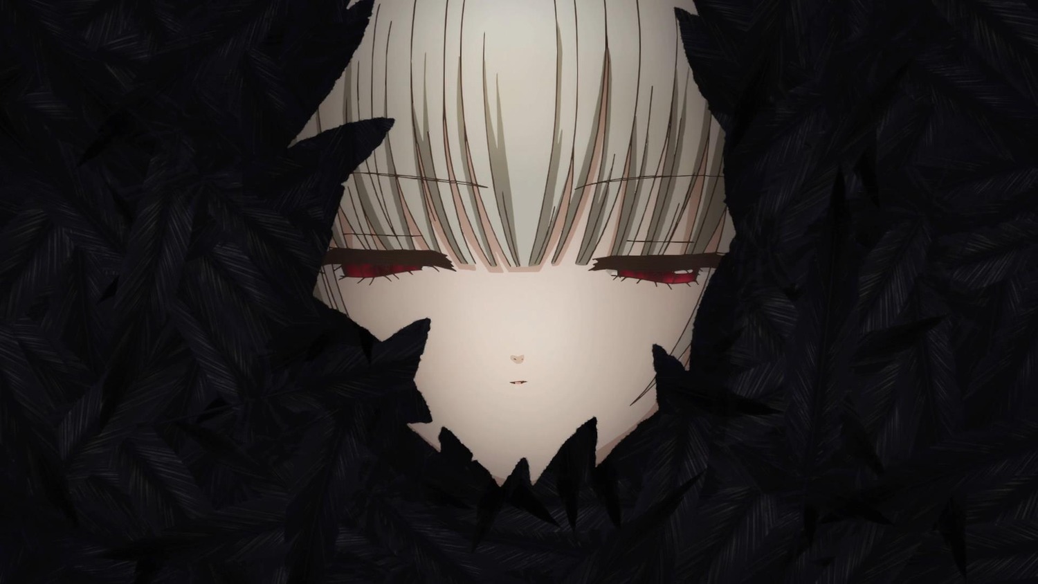 1girl auto_tagged bangs closed_eyes closed_mouth eyebrows_visible_through_hair flower grey_hair image long_hair red_eyes smile solo suigintou virtual_youtuber