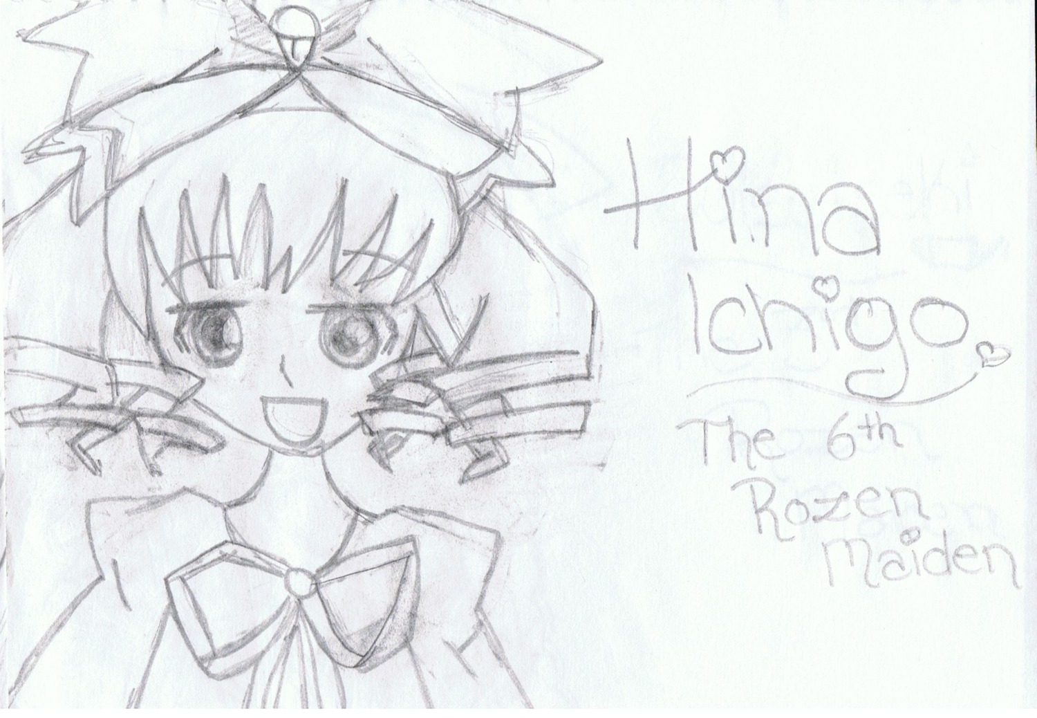 1girl :d dress hat hinaichigo image looking_at_viewer monochrome open_mouth ribbon smile solo thank_you