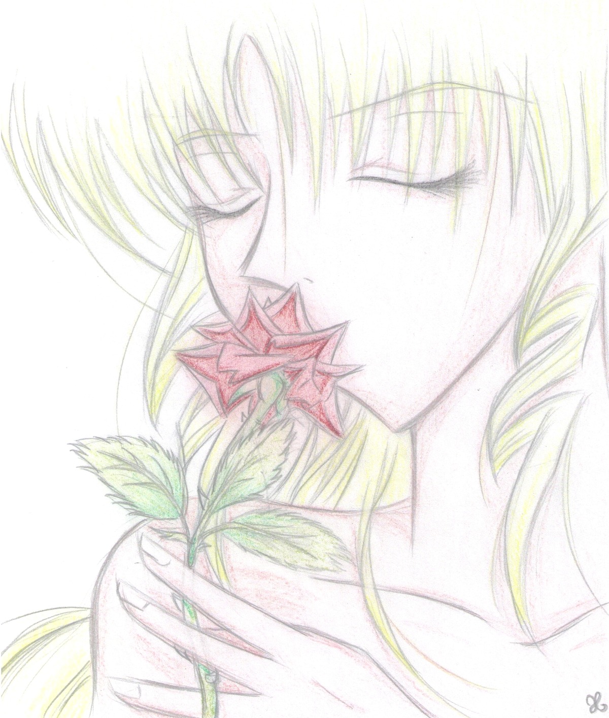1girl auto_tagged blonde_hair close-up face image leaf mizuhashi_parsee pointy_ears portrait profile shinku solo